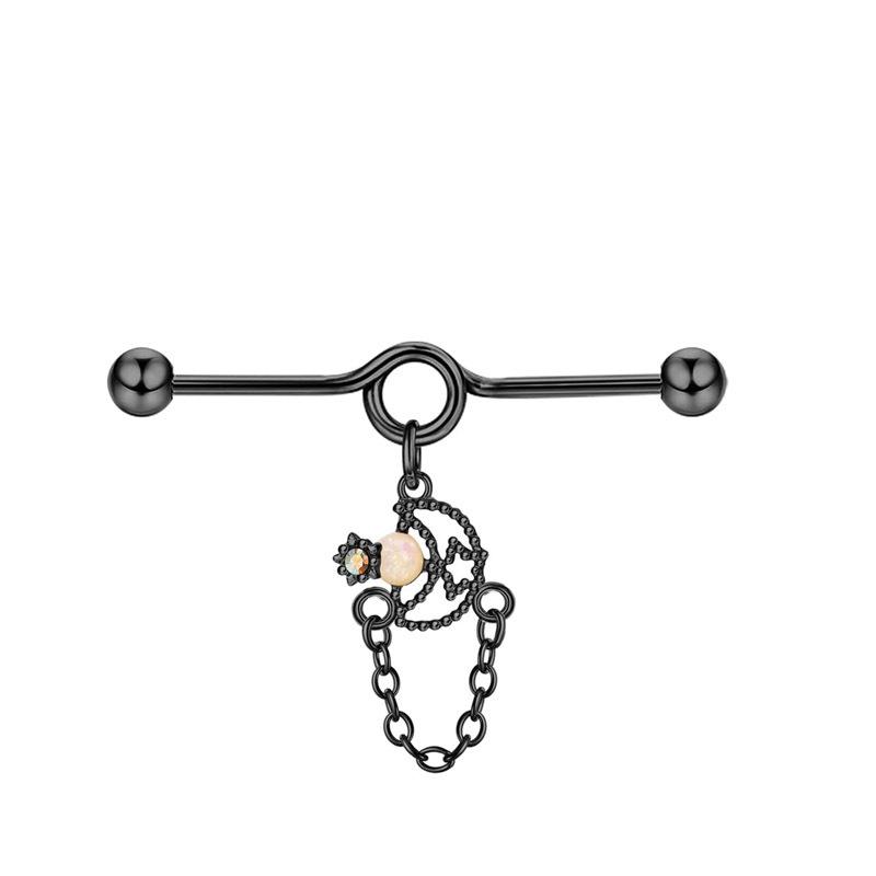 Пирсинг из нержавеющей стали с двумя ушными бабочками в промышленном стиле