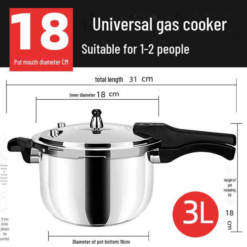 Durable 304 Stainless Steel Pressure Cooker for Gas, Open Flame, and Induction Cooktops