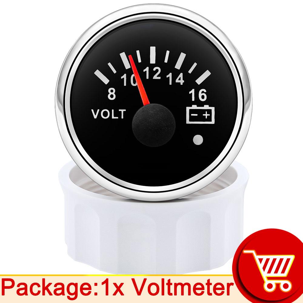 AD 52mm Voltmeter with Alarm Light Volt Meter Gauge Voltage for Marine Car Caravan Boat Camper RV Truck 12v Voltmeter Ammeter