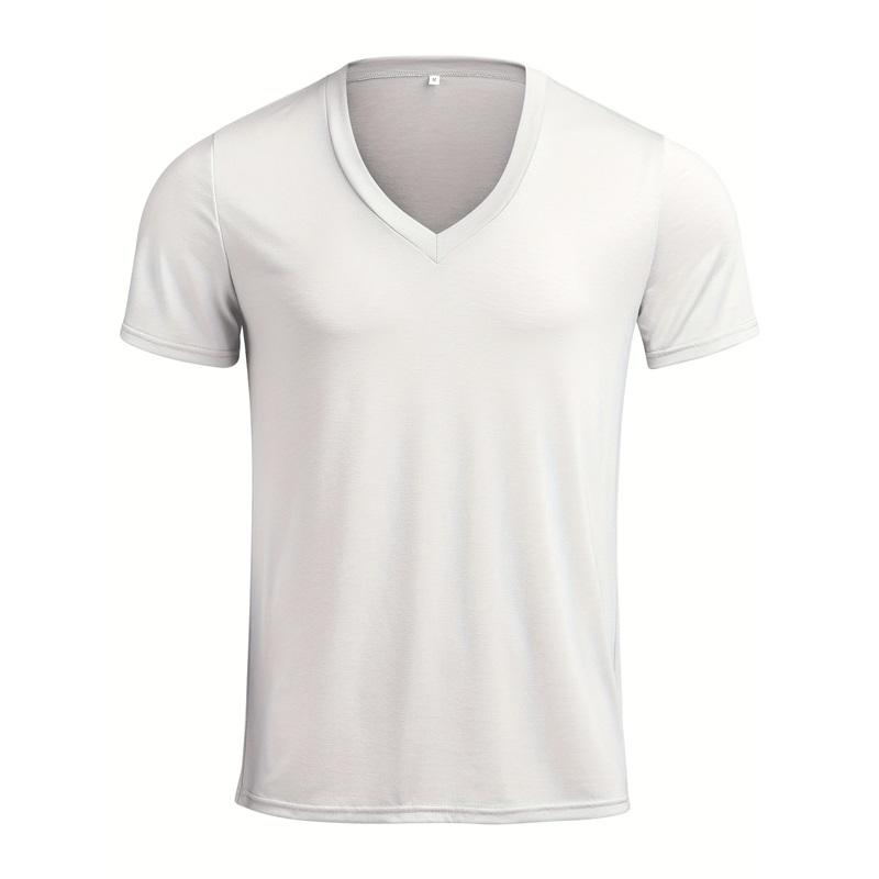Европейская и американская мужская футболка с короткими рукавами и V-образным вырезом, однотонная, повседневная