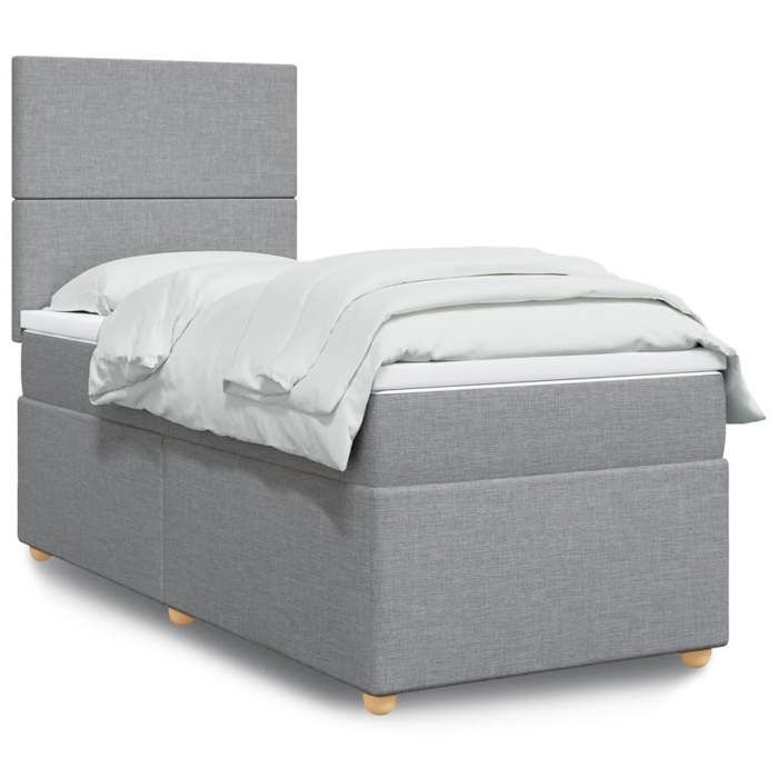 Maison Exclusive - Sommier à lattes de lit avec matelas gris clair 80x200 cm tissu