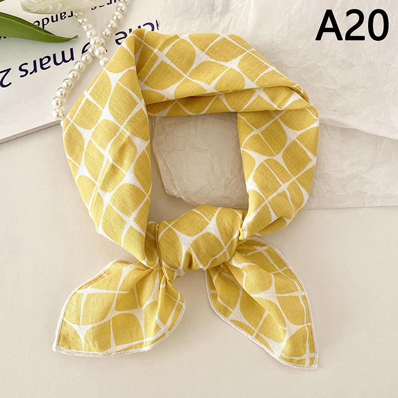 56Cm Ladies Headband Cotton Linen Square Scarf Korean College Girls Elegant Neck Scarves Sun Protection Headscarf