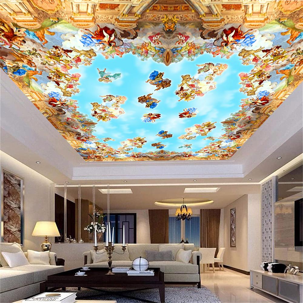 Фото обои для стен 3d ретро европейские настенные фрески небо облака фрески обои с ангелами
