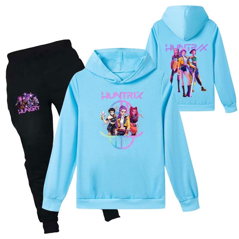 Зимний повседневный набор для детей с принтами спереди и сзади группы охотников на ведьм, удобный набор толстовки с капюшоном