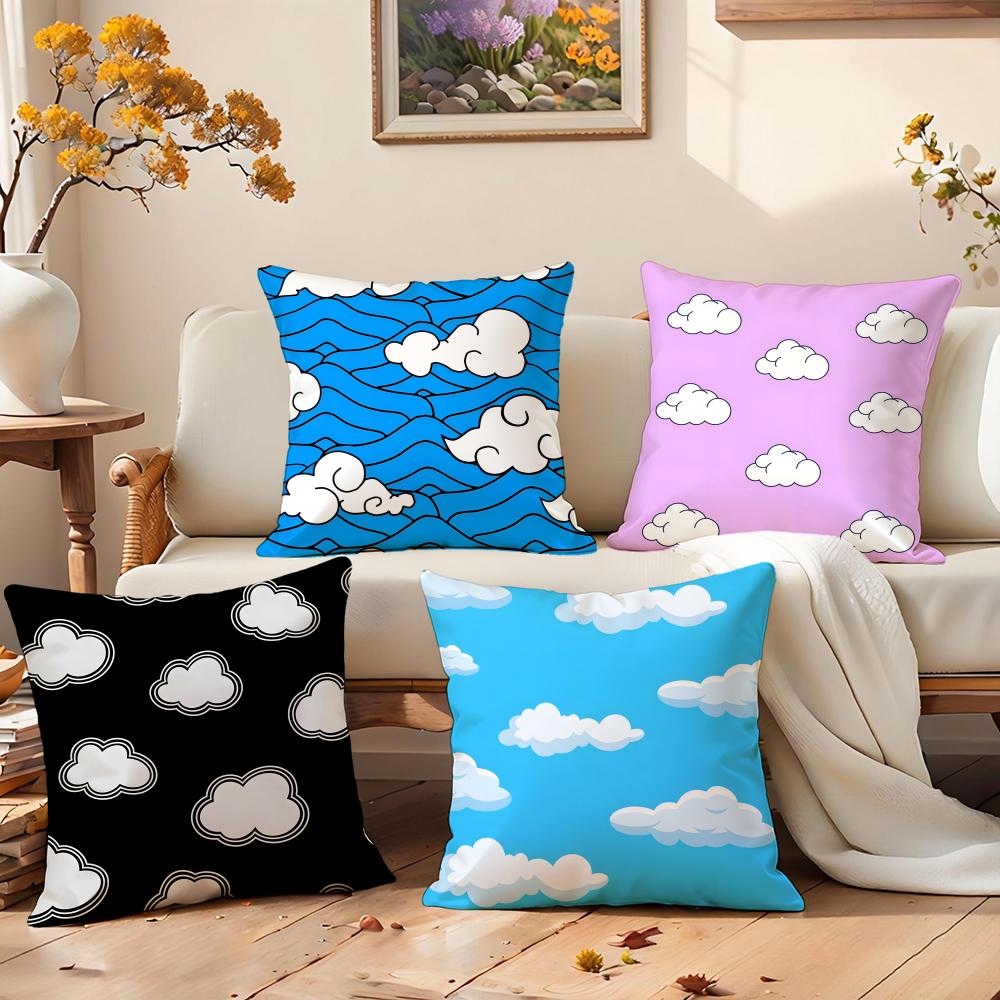Soft White Cloud Texture Design Cushion Cover Premium Comfort Reversible Pillow Cove in One Design for Any Room Car Interior