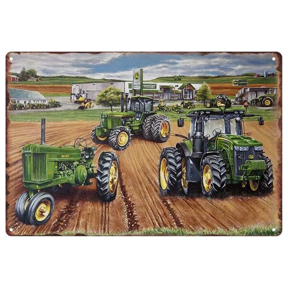 Винтажная машина, трактор, ферма, металлическая жестяная вывеска, табличка, декор для паба, бара, потертый шик, ретро, ​​зеленый трактор, Настенный декор, плакат 30x20 см