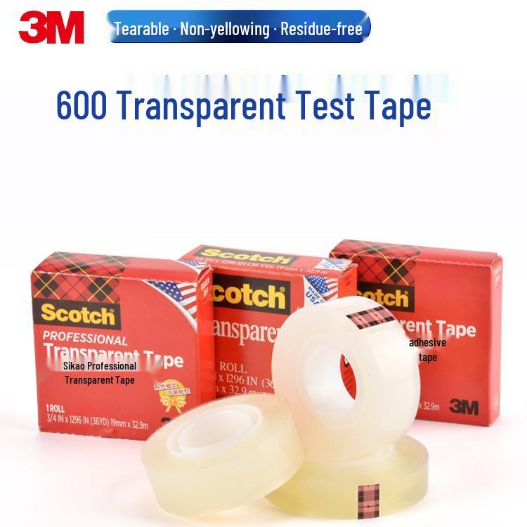 3M Transparent Tape 600: Residue-Free Adhesion Test Tape for Ink, Spray Paint, Stickiness & Tensile Strength