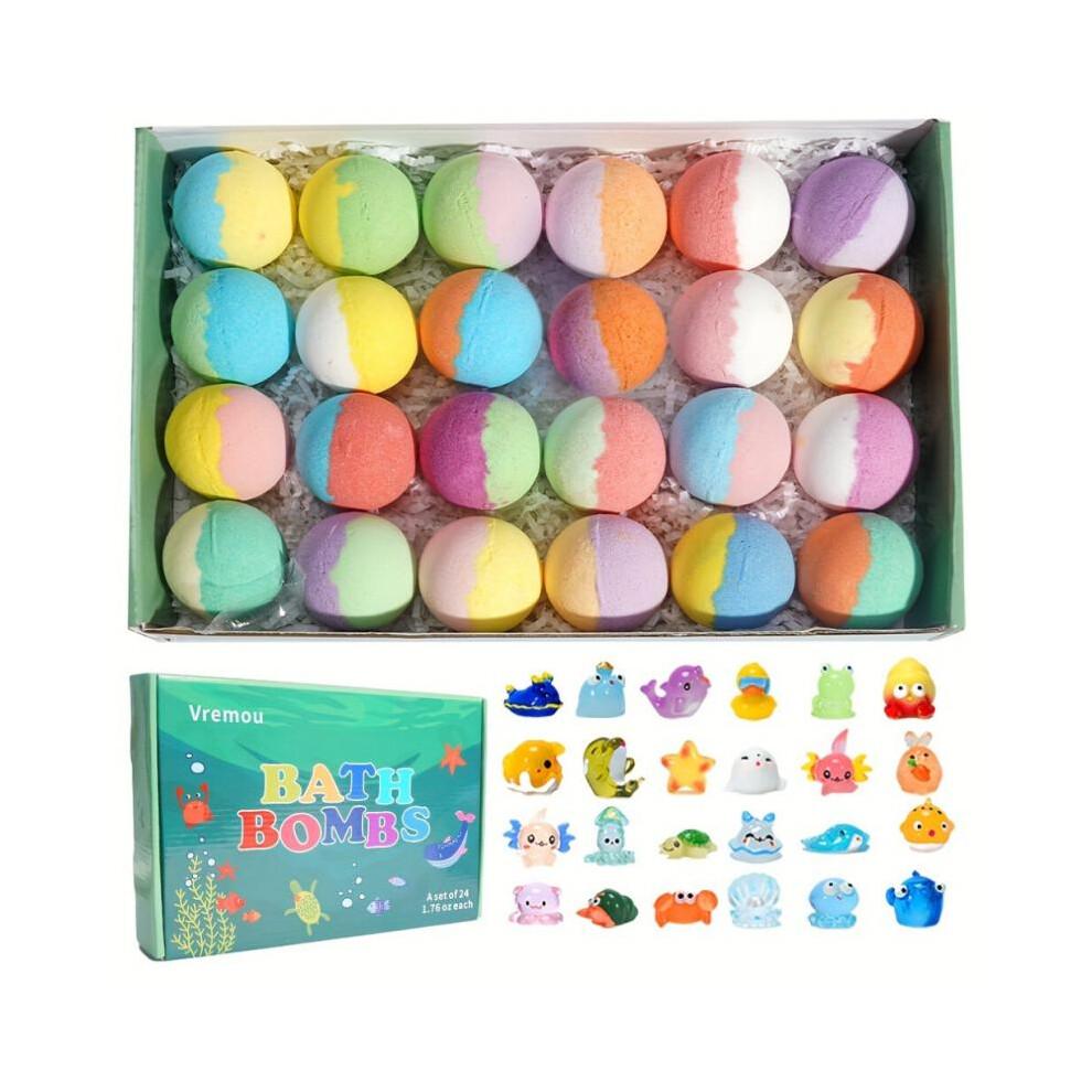 (24 Packs) 24 Pack Kids Bath Bombs with Surprise Land & Sea Animal Toys