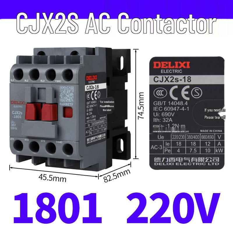 Контактор переменного тока DELIXI CJX2S 1810 1801 1811 - Напряжения: 220В, 380В, 110В, 36В, 24В.