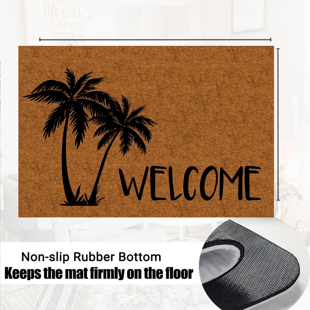 Coconut Palm Tree Doormat Rubber Bathroom Kitchen Mat Garden Garage Door Floor Mat Non-Slip Carpet Entrance Rug