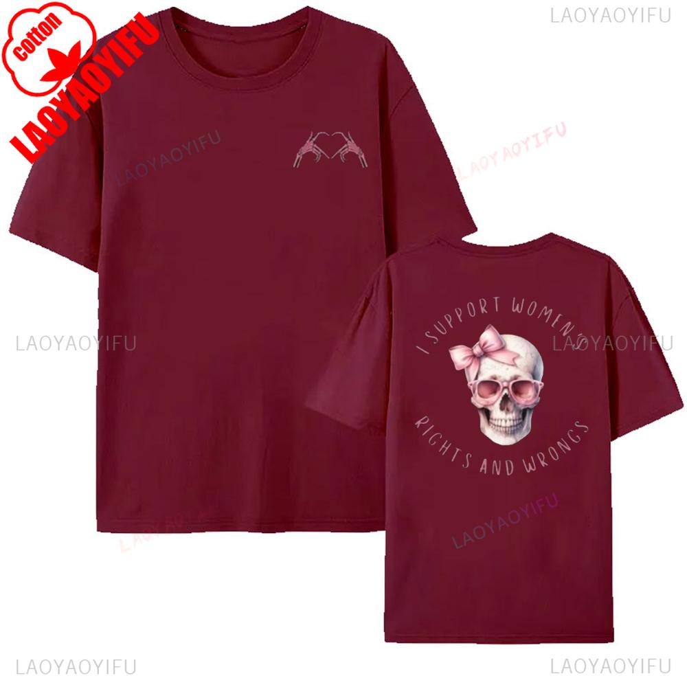 Feminist Rights Tshirt Doublesided Skull Gothic Halloween Shirt Wounisex Spooky Season Gift Tee Comfortable Cotton Vintage Design