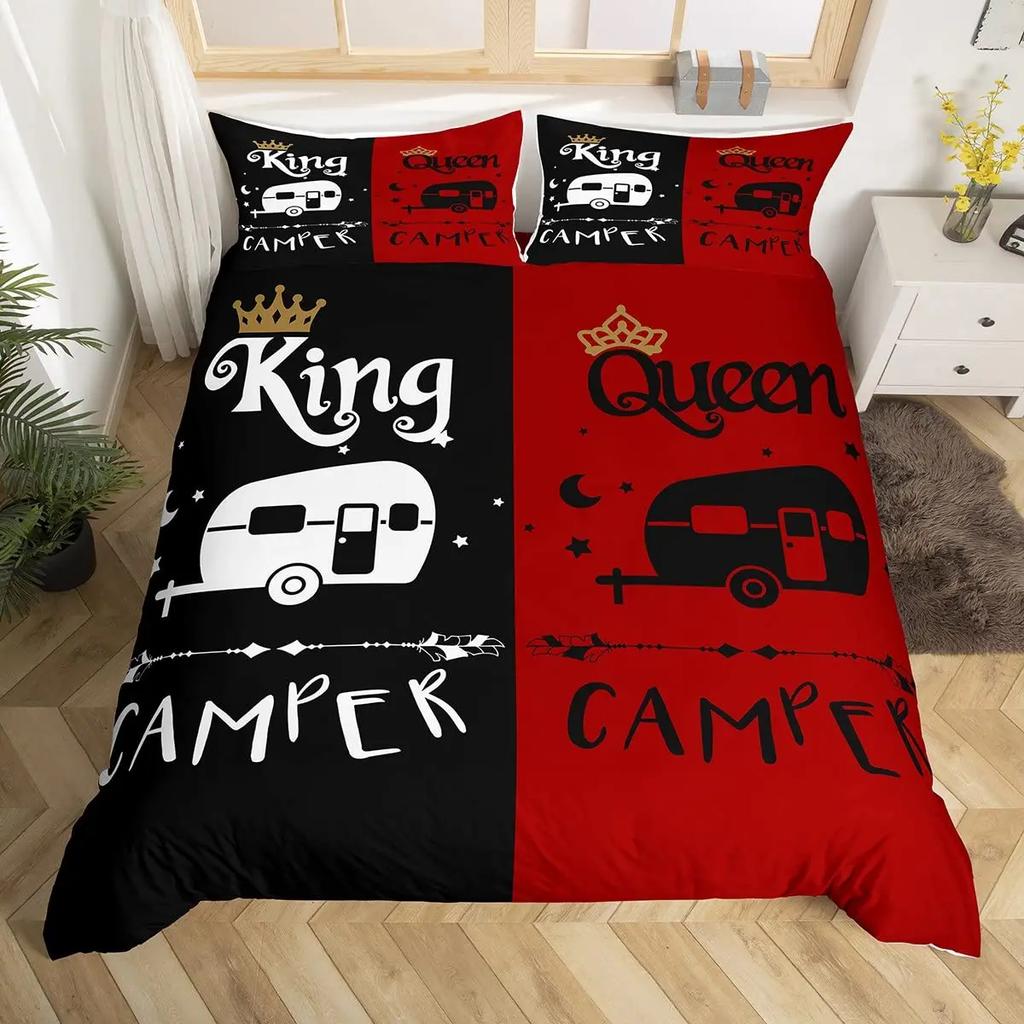 Couple Black And White King Queen Duvet Cover Mr And Mrs Gifts Bedding Set Red Lips Quilt Cover 2/3Pcs Polyester Comforter Cover