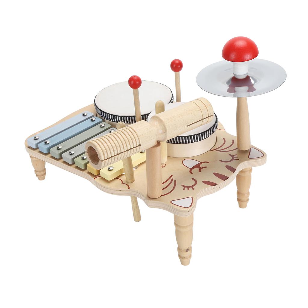 Wooden Musical Drum Set Puzzle Colour Cognition Early Learning Multifunctional Percussion