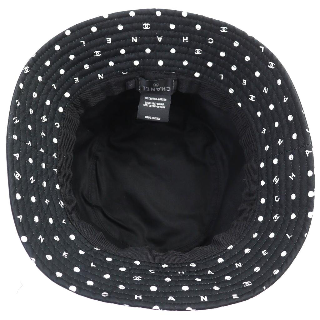 Отличная шляпа CHANEL вышитый логотип COCO Mark панама Черный Белый хлопок Женская L Б/у