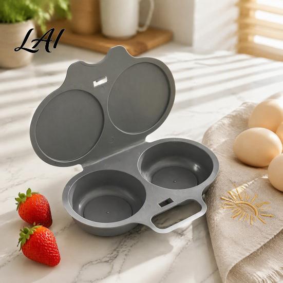 Quick Meal Preparation Tool Dual Cavity Microwave Egg Poacher with Lid & Handle Food-Grade PP Breakfast Cooking Accessory Steamer for Oil-Free