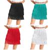 Women Latin Dance Skirt Elastic Waist Tiered Ruffles Tassel Detail Salsa Tango Stage Performance Costume