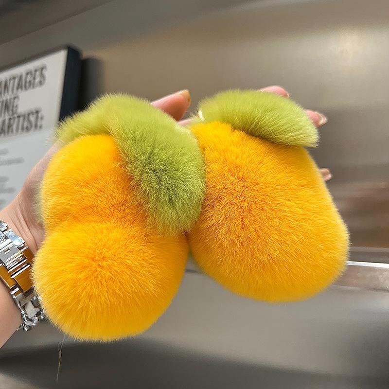 Настоящий Выдровый Кроличий Мех Маленький Манго Автомобильный Брелок Подвеска Ins Милая Плюшевая Кукла Кукла Сумка Сумка Украшение Милый Брелок