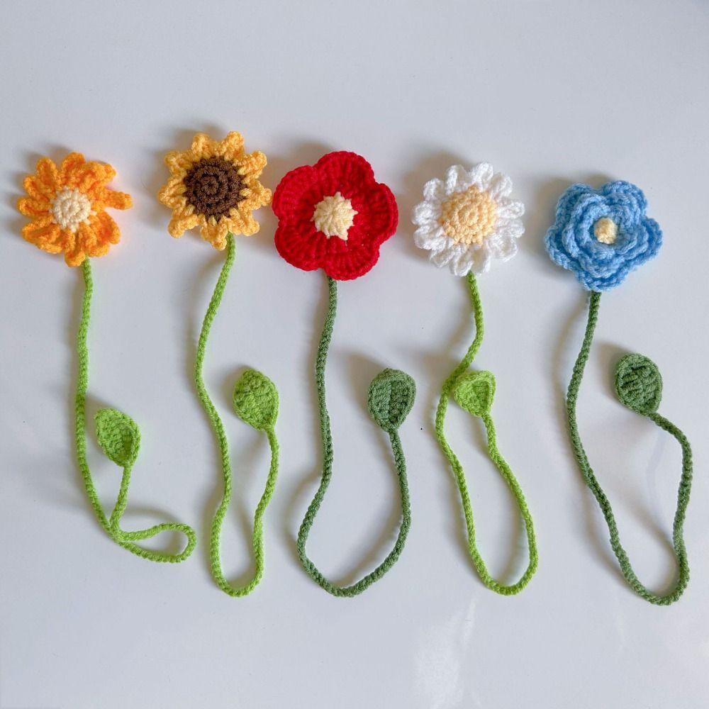 1pc Sunflower Bookmark - Flower Bookmarks for Women Unique Bookmark Handmade Knitted Ideal Gift for Book Lovers