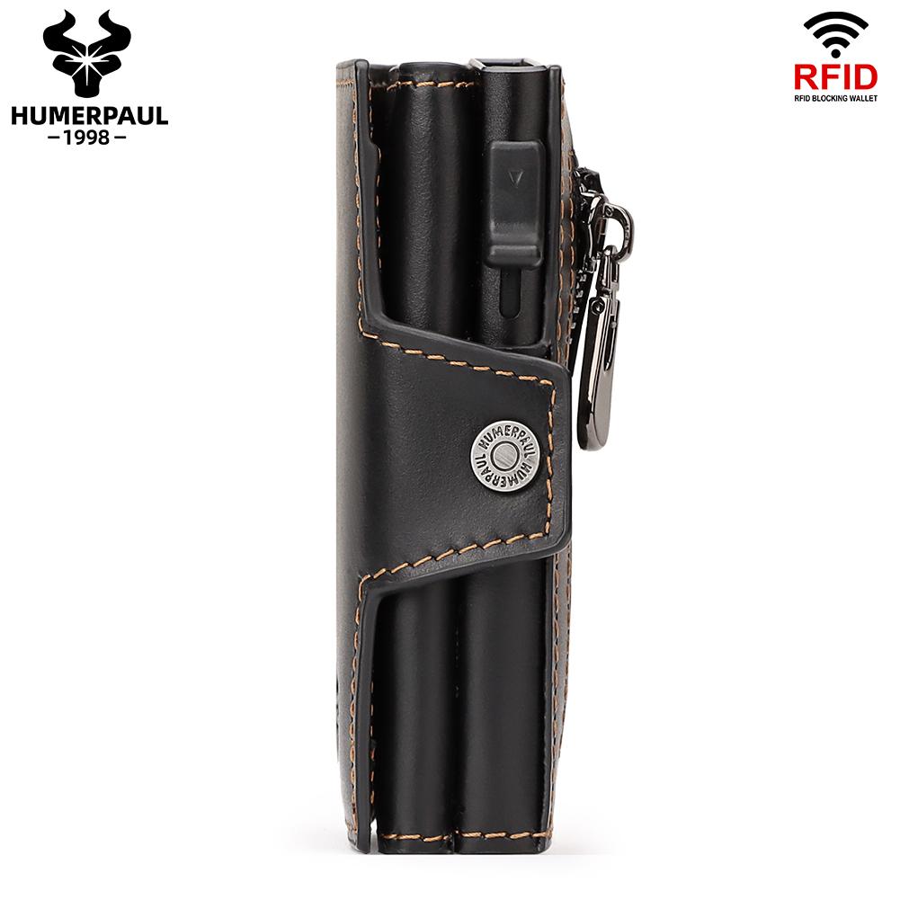 Humerpaul Мужской кожаный кошелек для монет из 100% коровьей кожи, держатели для карт и удостоверений личности