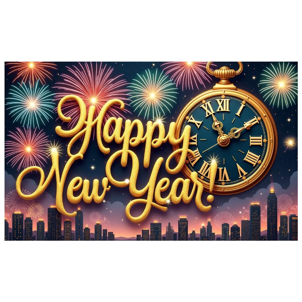 Clock Theme Banner Night Sky Background Night Sky Banner New Year Celebration Banner Sparkling Effect Happy New Year Decor