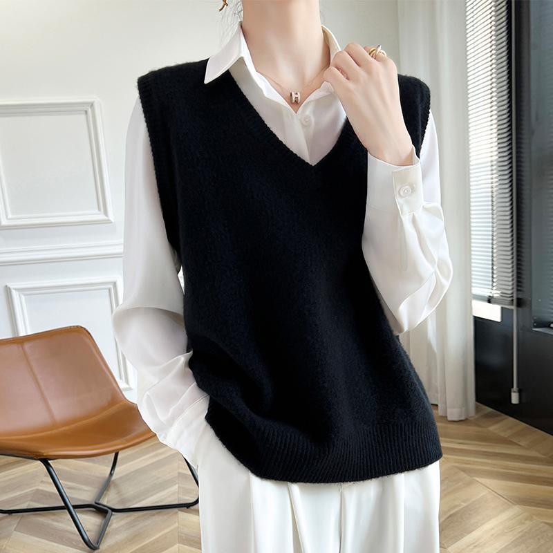Женский кашемировый жилет Qinghe Cashmere 30% кашемир 70% шерсть осенне-зимний кашемировый жилет мягкий и теплый