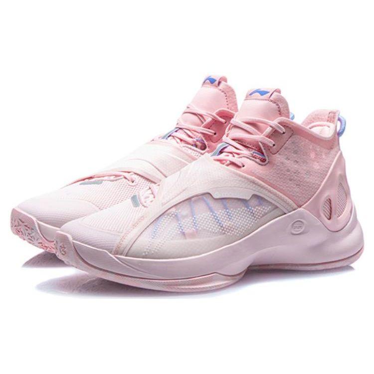 Li-Ning Chrysalis Shock Absorption Anti-Slip Wear-Resistant Support Mid-Top Basketball Shoes Men Sneakers Pink ABAR081-6