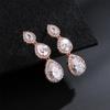 ZAKOL Classic 3 Pcs Big Water Drop Zircon Long Dangle Earrings for Women Elegant Wedding Party Zircon