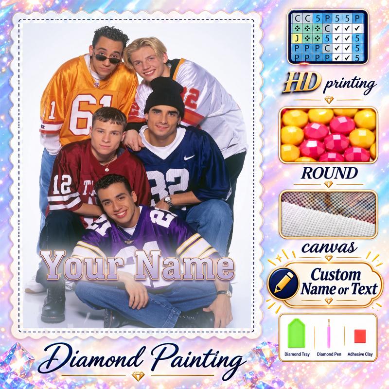 Backstreet Boys 5D DIY Diamond Painting Custom Name Text, Full Drill Rhinestone Mosaic Art Home Gift