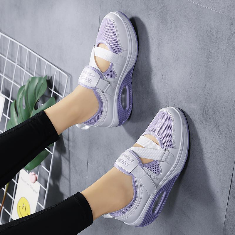 Туфли-качалки с пряжкой, Повседневная спортивная обувь с воздушной подушкой, Дышащая обувь для ходьбы, Обувь для мам, Обувь для пожилых