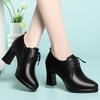 6cm 8cm Deep Mouth Elegant Office Ladies Med Block Heels Shoes Women Oxfords 2025 Spring Trend Soft Leather Shoes Platform