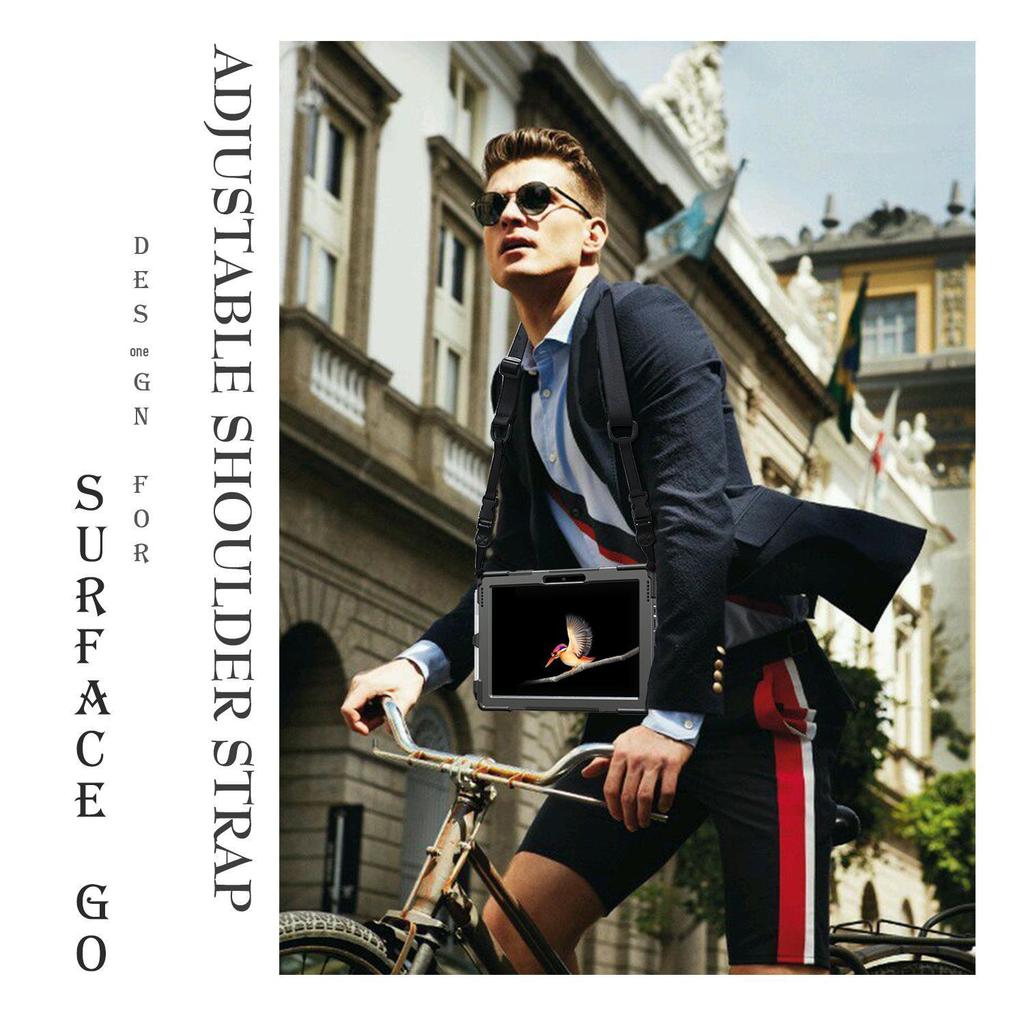 Leather Protective Case for Microsoft Surface Go 2/3, 10-Inch Tablet with Strap