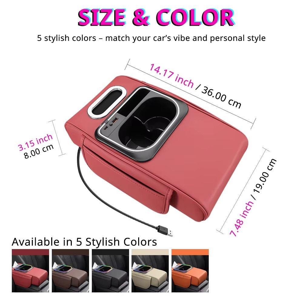 Heightening Pad Car Armrest Cushion With Storage Organizers Armrest Pad Car Interior