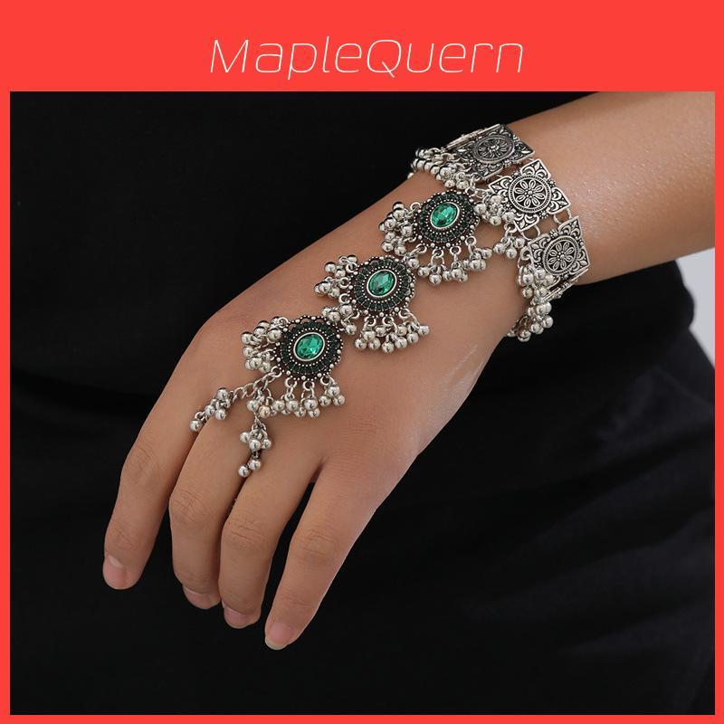 Ethnic Style Womens Metal Ring Bracelet With Embedded Crystals For Gift Travel Souvenir