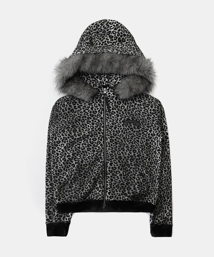 Badblood Cosmo11 Detachable Fur Hoodie Zip-Up - White Leopard