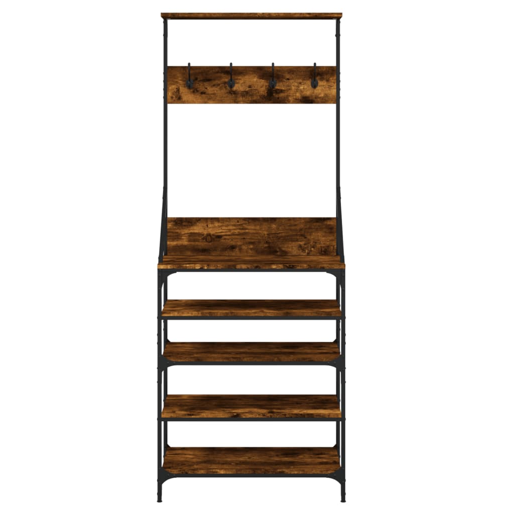 Clothing Rack with Shoe Shelf Smoked Oak 70 x 34 x 184 cm