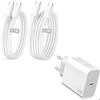 45W USB-C Fast Charger - Compatible Samsung S25 Ultra/S25 Edge/S25+/S25 FE - 1m/1.8m Cables - White