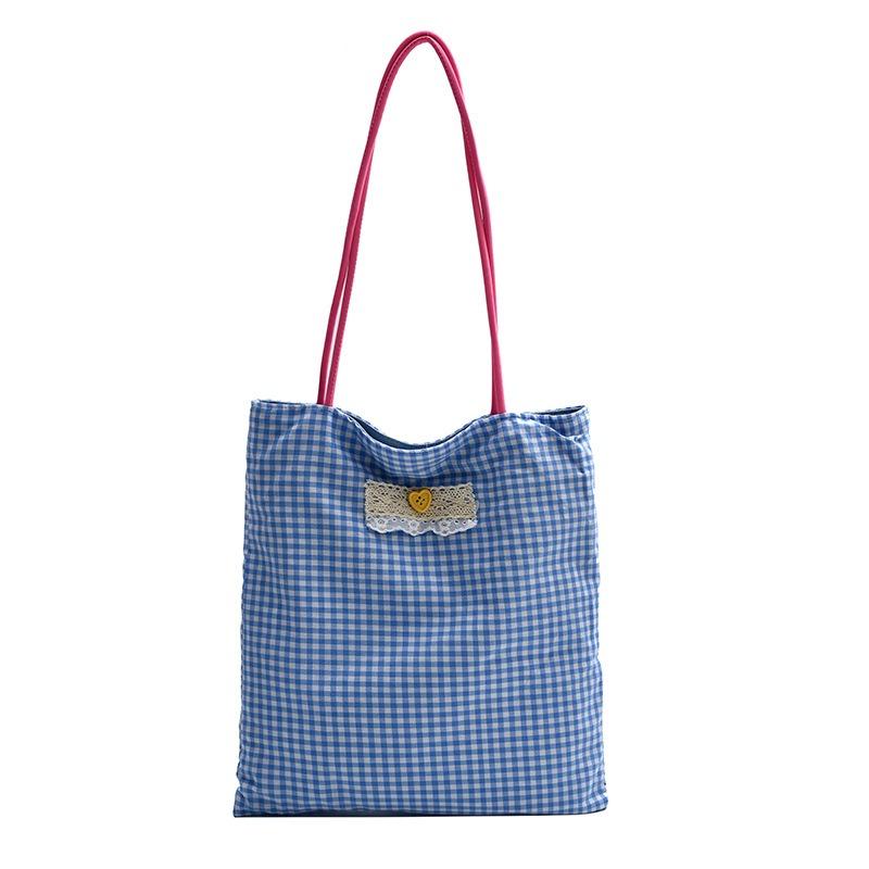 Весна/лето 2024 года. Новый дизайн Dopamine Small Grid для шопинга. Свежая и художественная сумка через плечо для поездок на работу для женщин.