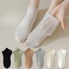 Women Spring and Summer Pure Cotton Deodorant Boneless Sweat Absorption Breathable Mesh Solid Color Short Tube Socks