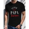 Европейские размеры Мужская графическая футболка "Super Papa d'Amour" - Повседневная летняя футболка с коротким рукавом с дизайном в виде красного сердца, с круглым вырезом