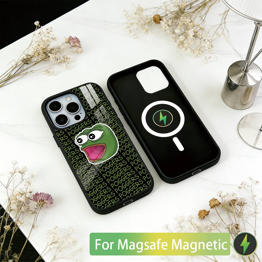 Смешной Чехол-Лягушонок П-ПЕПЕ для iPhone17,16,15,14,13,12,11 Plus,Pro Магнитный Для Magsafe Беспроводной Зарядки