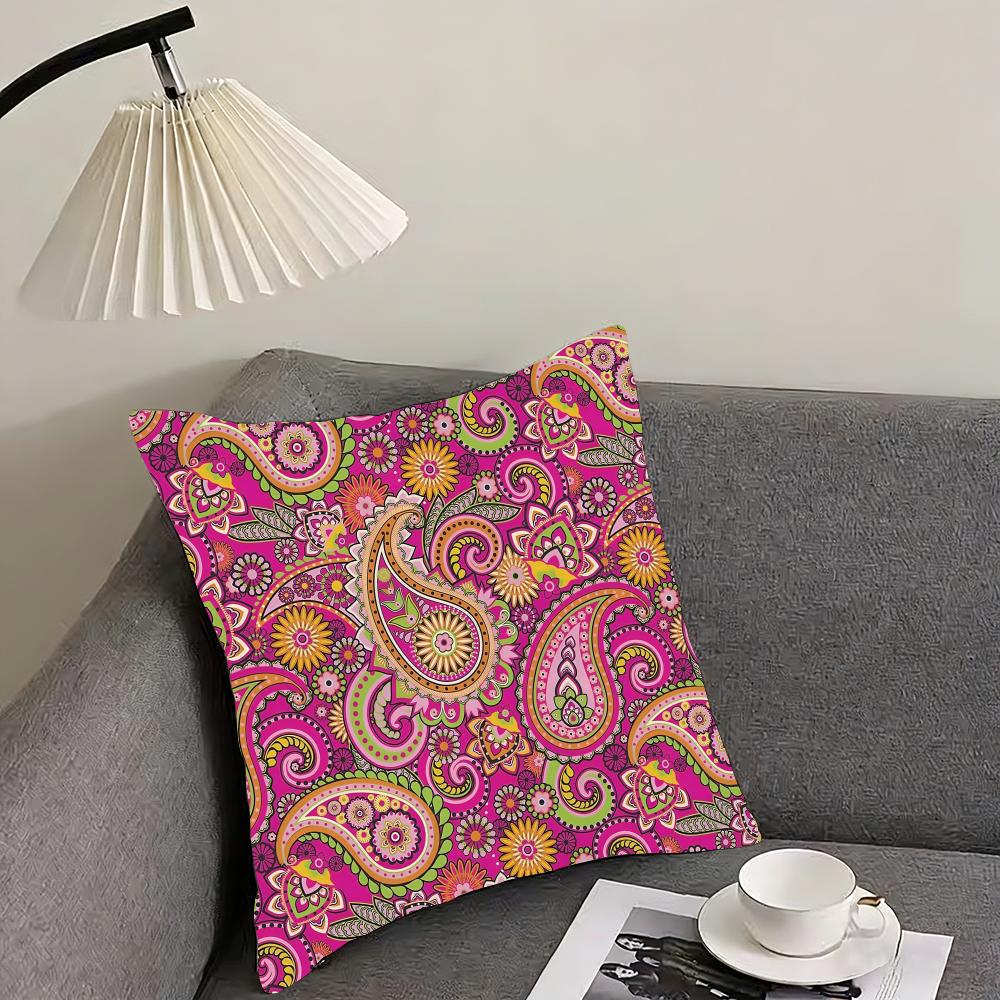 Painted Design PPaisleyS ART Cushion Cover Pillowcase Ultra Soft Skin Friendly Fabric Cloud Like Comfort Concealed Zipper