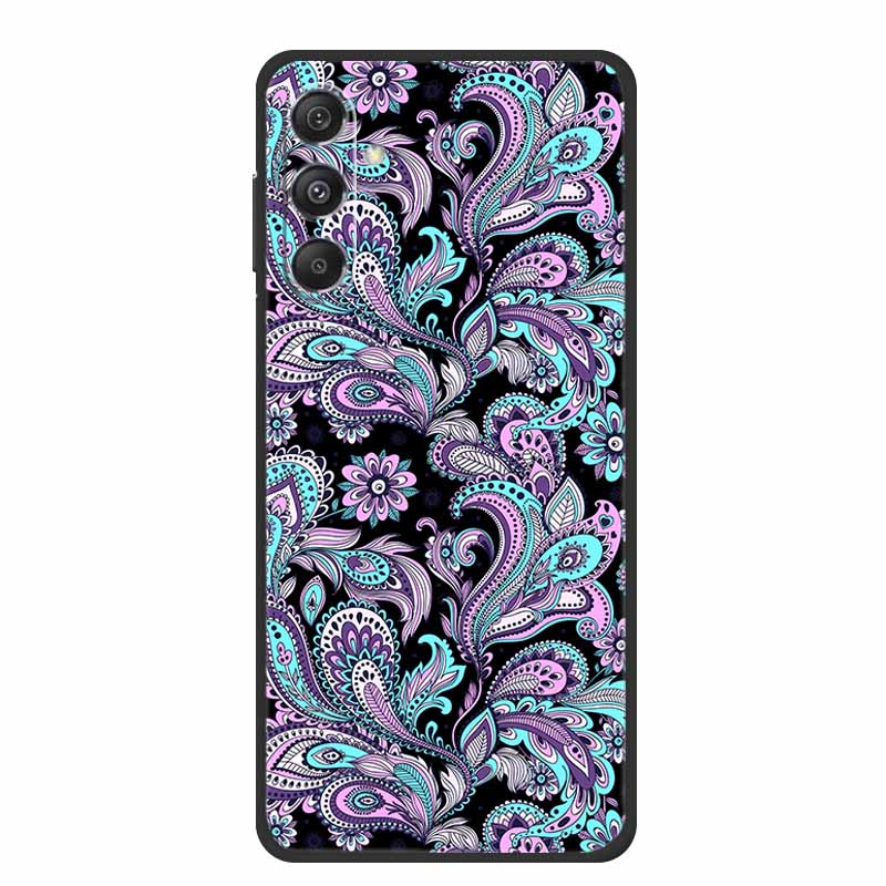 Чехол для Samsung Galaxy M36 A17 5G Цветок Черный Силикон Мягкая Задняя Крышка Для Samsung Galaxy S25 FE Plus Чехол для Телефона Coque Мультяшный