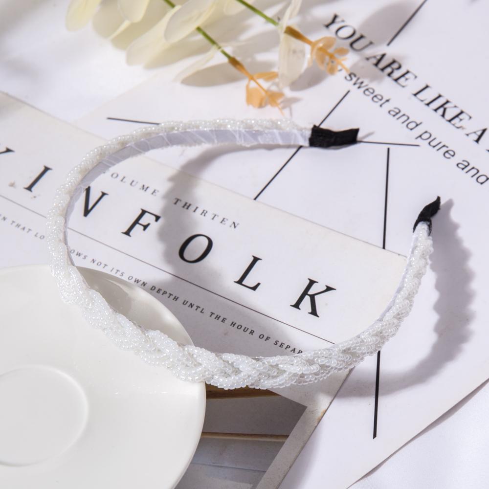 Ретро-резинка для волос ручной работы с бусинами, эластичная женская повязка на голову, аксессуары для волос, металлические хрустальные повязки на голову, обручи для волос для девочек, головные уборы