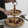 NAJMECHOY деревянный поднос для сервировки, ретро-деревянный поднос для хранения торта, фруктов, закусок, контейнер для кексов, круглый, 2 яруса, коричневый,