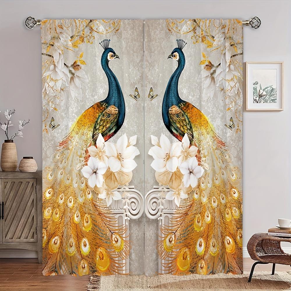 Винтажный золотой павлин, животное, цветок, шторы, жалюзи, жалюзи для гостиной, детской спальни, ванной комнаты, кухни, двери, домашний декор, 2 шт.