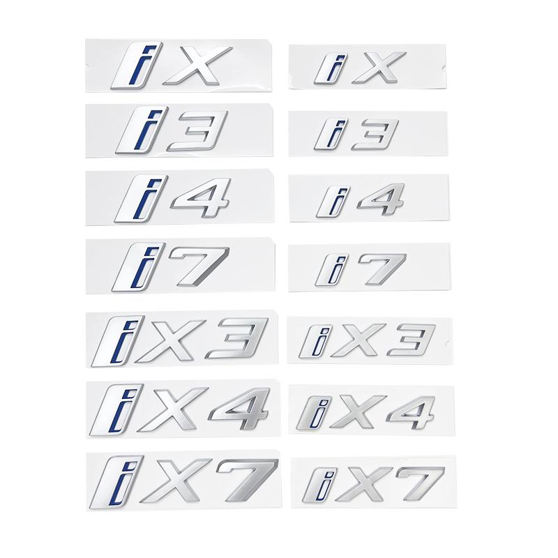 3D Chrome Silver Car Styling ix i3 i4 i7 iX ix3 iX4 ix7 Emblem Decals Sticker for BMW X1 X3 X5 X6 GT Rear Trunk Decoration yd2