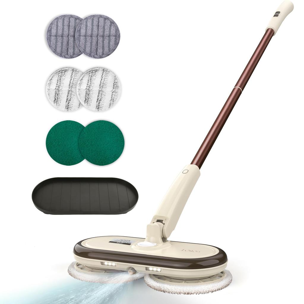 GOBOT Electric Cordless Rotating Mop Electric Rotating Water Mop 200 Times Per Includes 6 Replacement Wet Floor Cleaning Tool Mop, Cleaner,