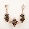 Bolaijewelry 925 Sterling Silver Ring Earrings Jewelry Set Natural Smoky Quartz Mq8*16mm Gemstone Fine Jewelry for Anniversaries Party