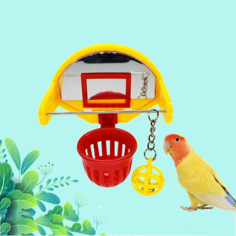 Съемная игрушка-колокольчик для попугая с зеркалом, подвесная игрушка-баскетбол для попугая-канарейки