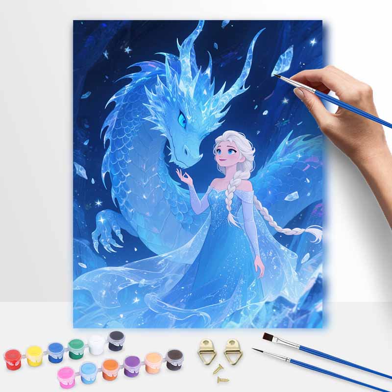 Disney Принцесса ледяного дракона масляная живопись ручная роспись раскраска painting ручная работа DIY домашний декор подарок